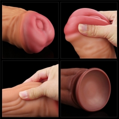 12" Dual layered Platinum Silicone Cock