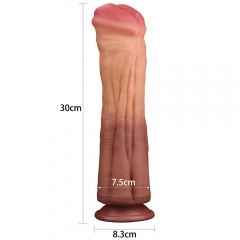 12" Dual layered Platinum Silicone Cock