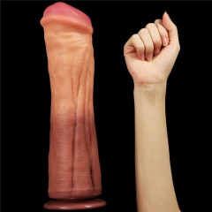 12" Dual layered Platinum Silicone Cock