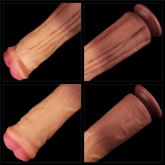 12" Dual layered Platinum Silicone Cock