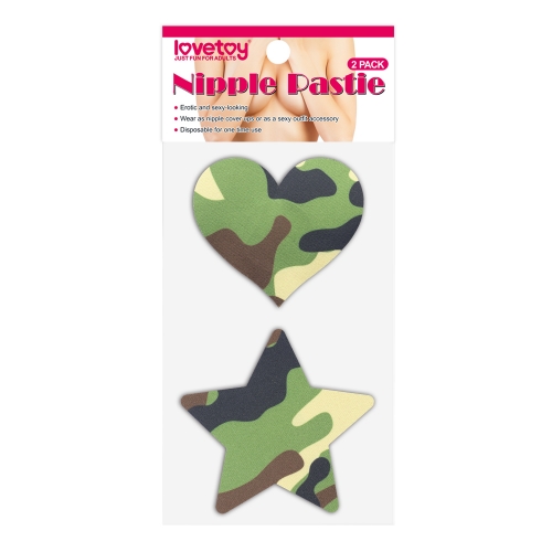 Camo Stars and Heart Nipple Pasties (2 Pack)