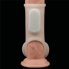 Vibrating Silk Knights Ring with Scrotum Sleeve (White)