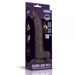 10'' Sliding Skin Pro II Dual Layer Silicone Dong (Black)