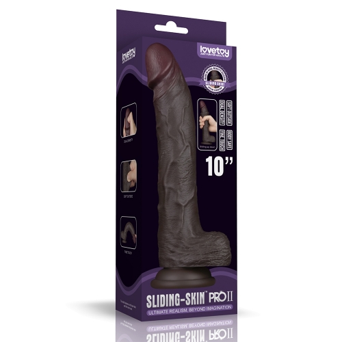 10'' Sliding Skin Pro II Dual Layer Silicone Dong (Black)