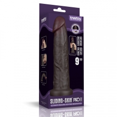 9'' Sliding Skin Pro II Dual Layer Silicone Dong (Black)