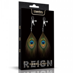 Rebellion Reign Nipple Clamp With Peacock Feather Tassles