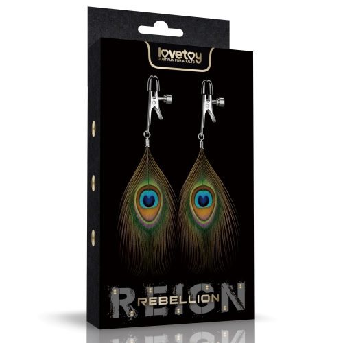 Rebellion Reign Nipple Clamp With Peacock Feather Tassles
